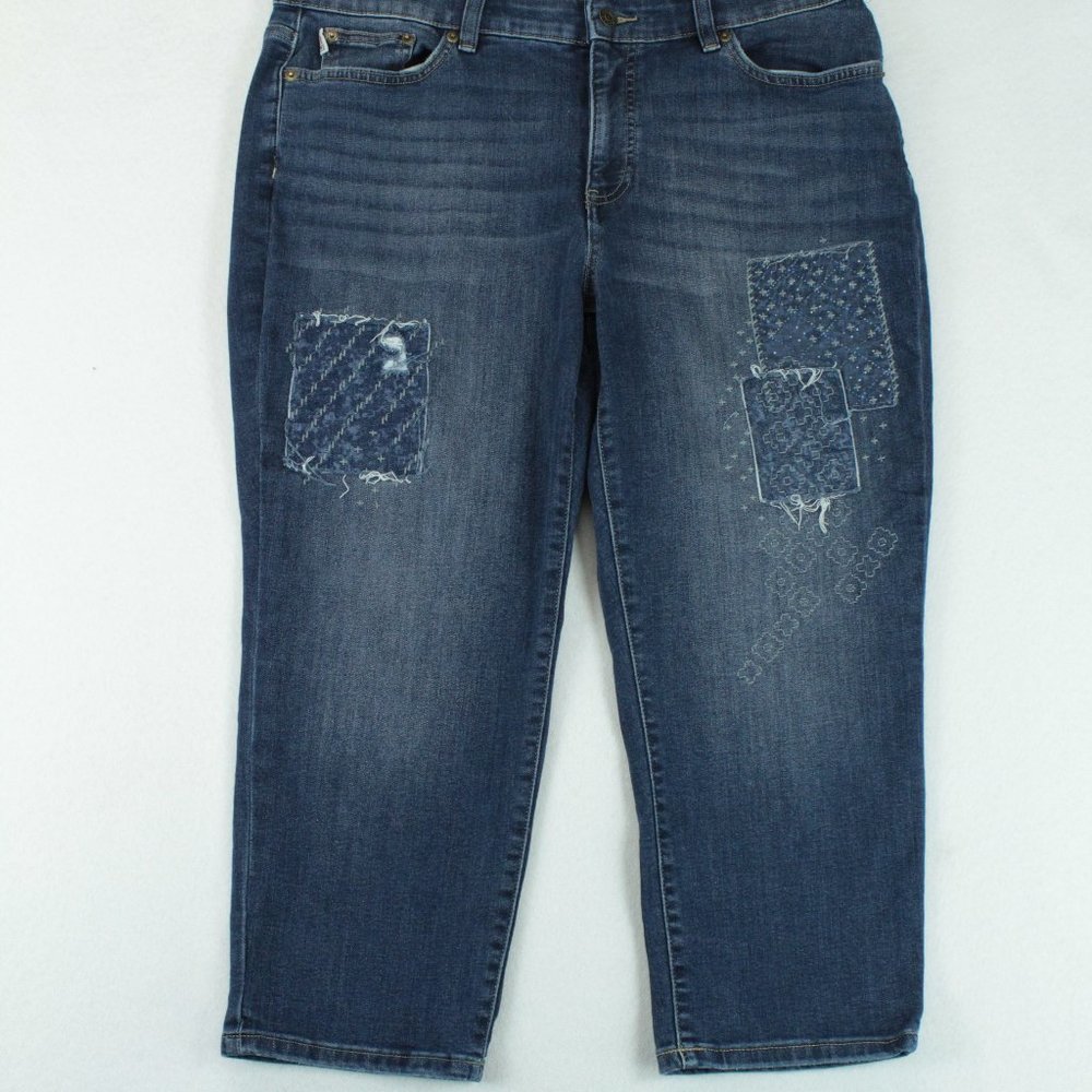 Chaps Jean's Women's Size 14 Blue Denim With Patches